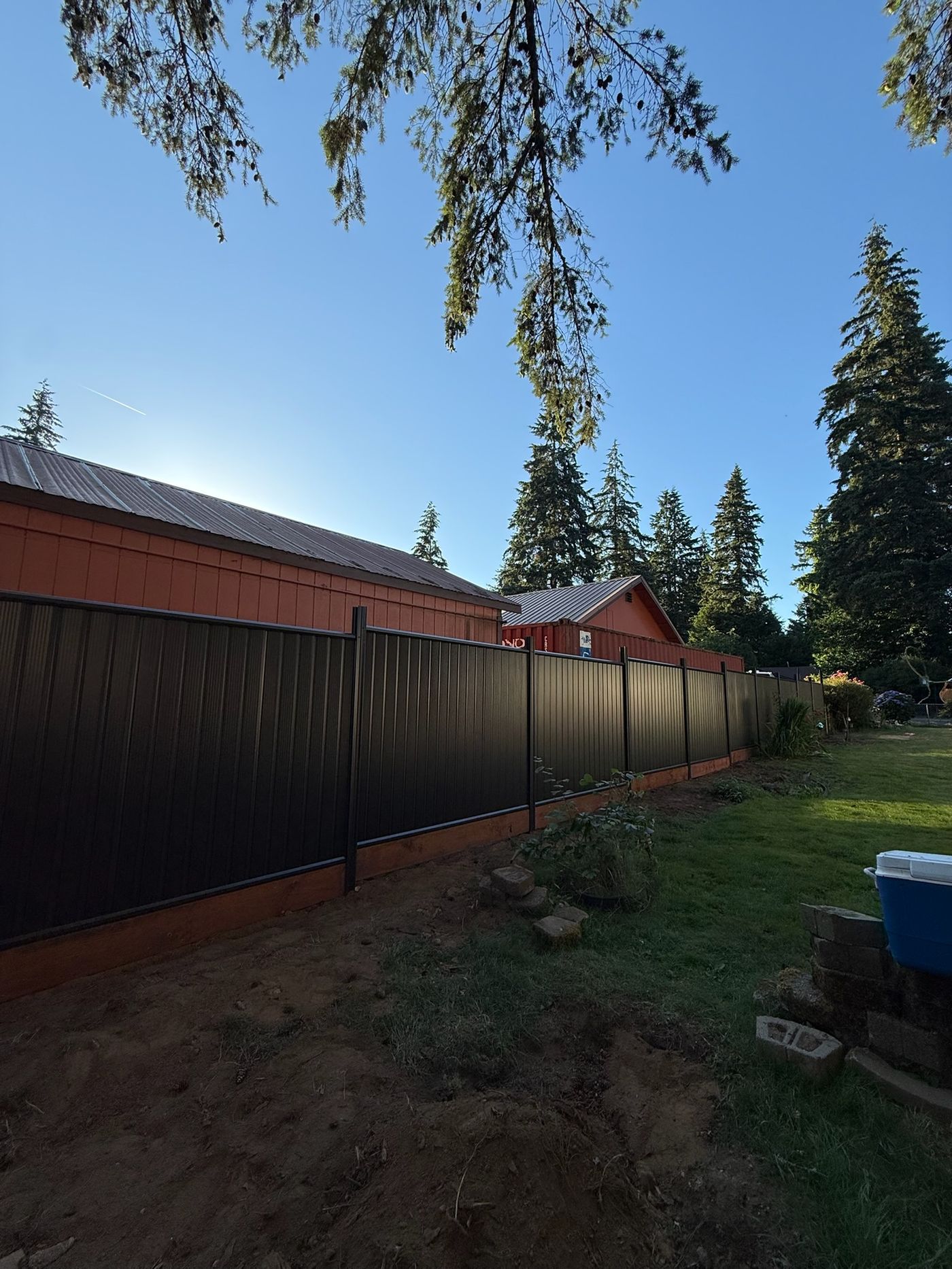 Colorbond steel panel fence installed by Gorilla Works in the Portland, OR area