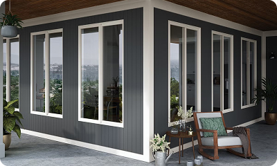 Milgard vinyl and fiberglass replacement window frames compared side by side